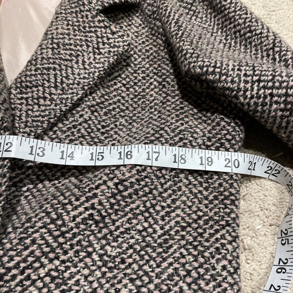 VTG 80s Tweed Double Breasted Coat Jacket Women's M Pastel Pink Puff Sleeves USA - Picture 12 of 13